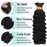 Loose Wave Bulk Hair For Braiding #1B Natural Black 20 inch
