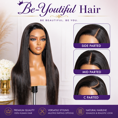 Be-Youtiful Hair 150% Density 13x6 Parting Max Glueless Lace Wig 3D Cap Pre-bleached Lace Front Wig Straight
